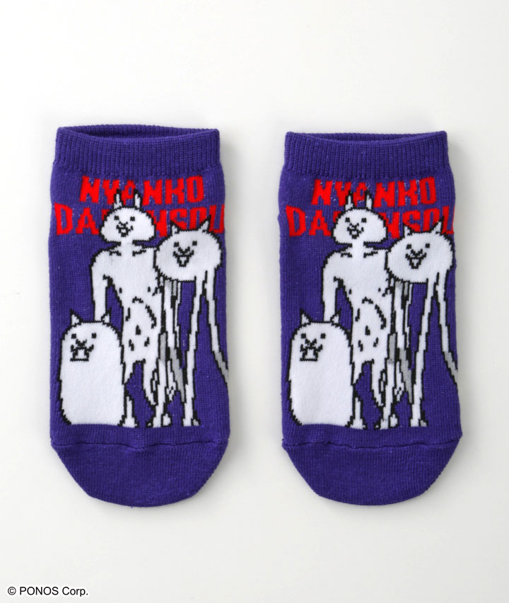 【にゃんこ大戦争】（ネコトリオ）（１足物）フロント柄ソックス