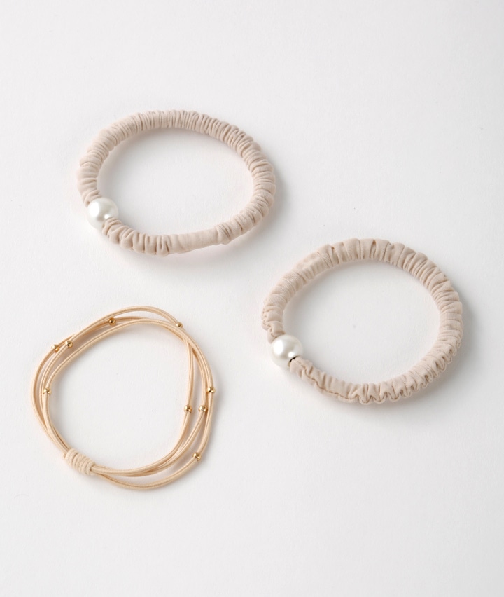 ゴールドビーズ＆パールゴムセット