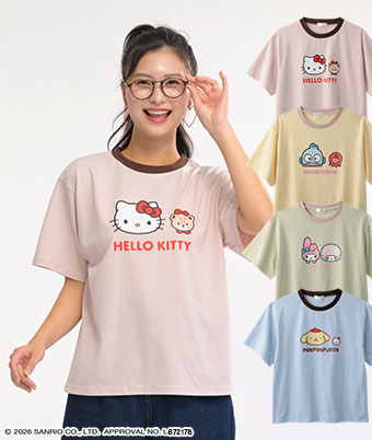 【サンリオキャラクターズ】リンガー配色プリントＴシャツ