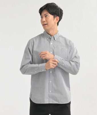 【今風カジュアル】ストライプブロードボタンダウンシャツ(Ｍ