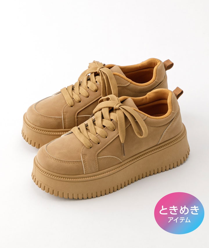 レースアップ厚底スニーカー
