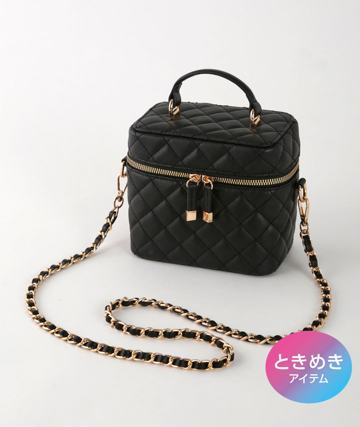 合皮キルトバニティミニショルダー