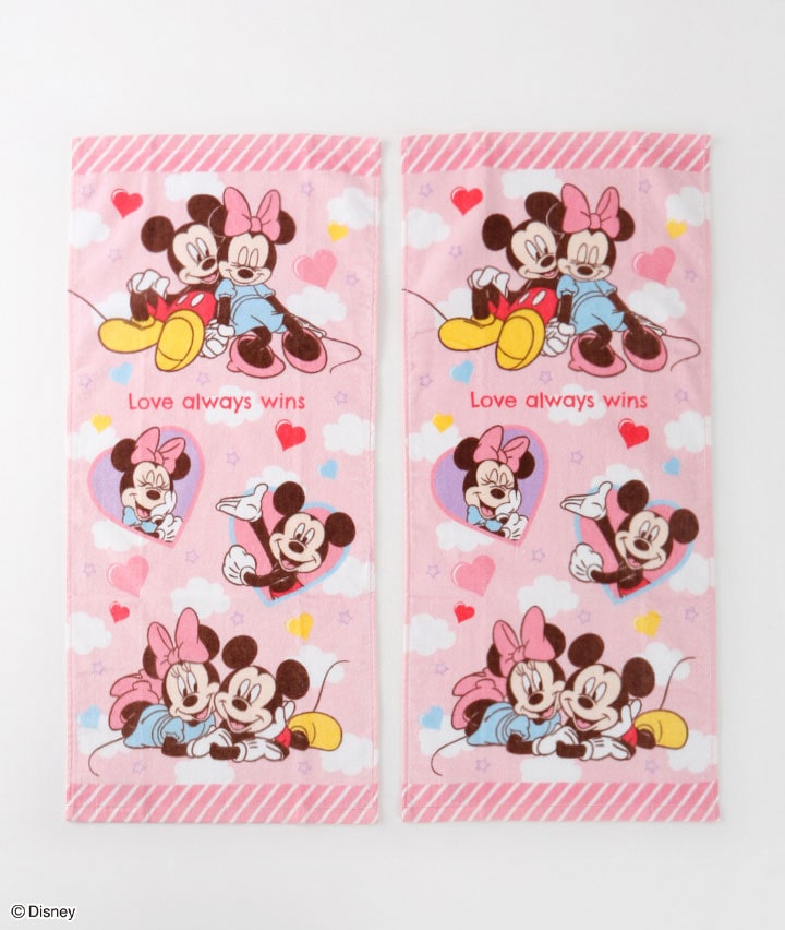 【Ｄｉｓｎｅｙ】（ミッキー＆ミニー）（２枚組）フェイスタオル