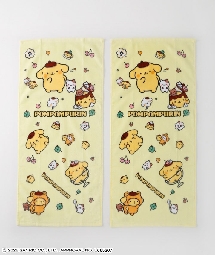 【サンリオキャラクターズ】（ポムポムプリン）（２枚組）フェイスタオル