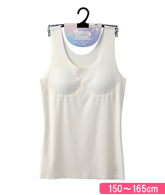【ＳＭＯＯＴＨ＆ＢＡＳＩＣ】（シームレス仕様）（ソフトタッチ）（転写プリント）（ひびきにくい）カップ付タンクトップ