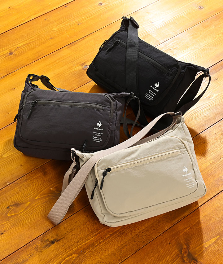 【ルコック】ナイロン撥水横ショルダー