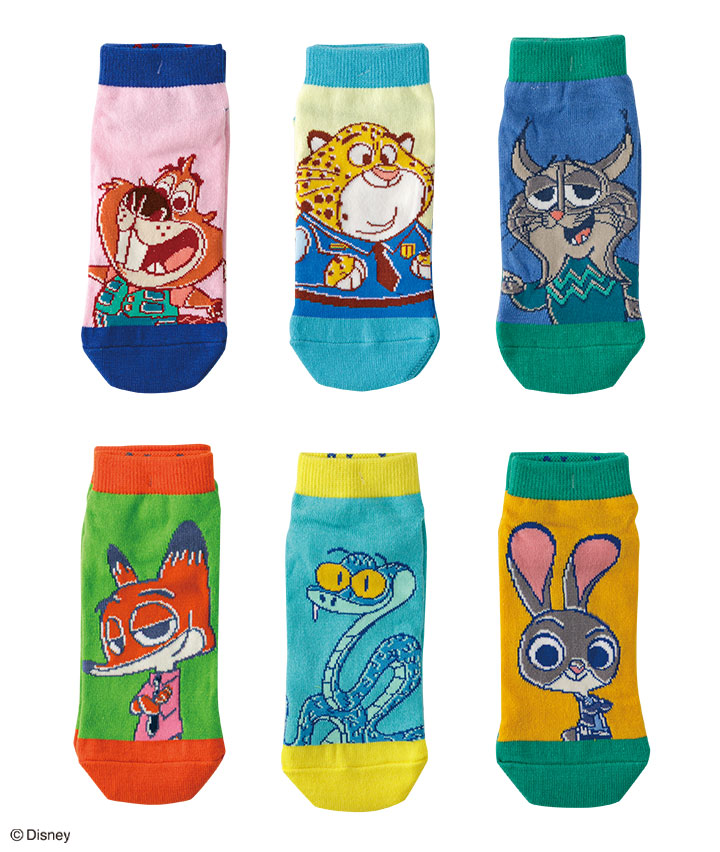 【Ｄｉｓｎｅｙ】（ズートピア）（６足入り）フロント柄ソックスパック