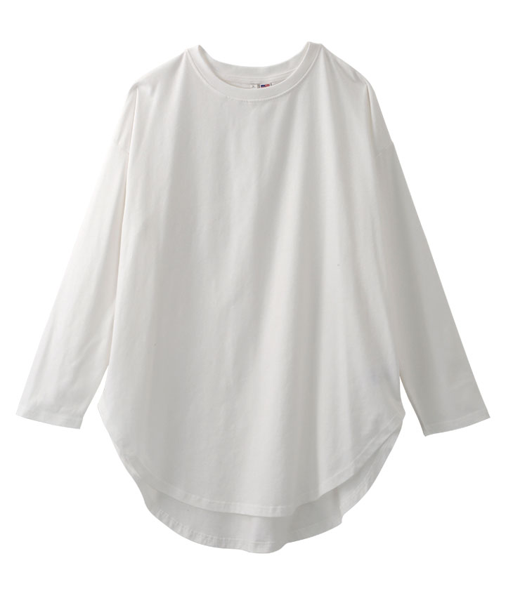 【コットンＵＳＡ】裾ラウンドチュニックＴシャツ