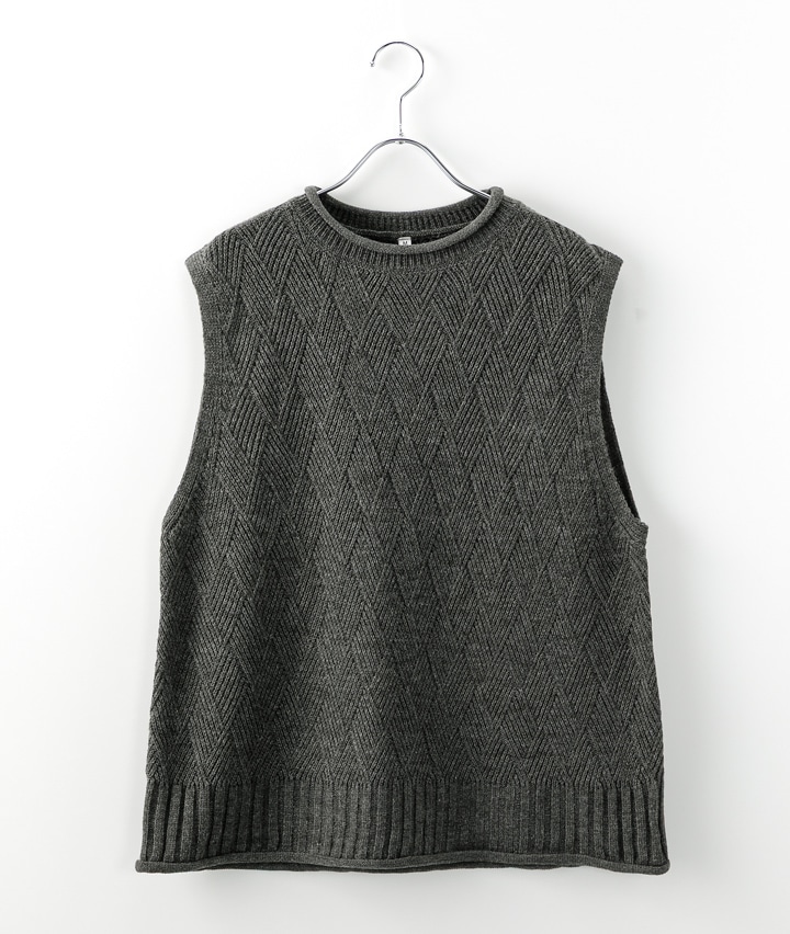 【クレヨンニット】ロールネックベスト
