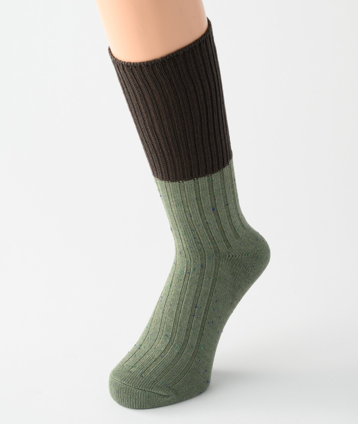 （１足物）リブ切替クルーソックス
