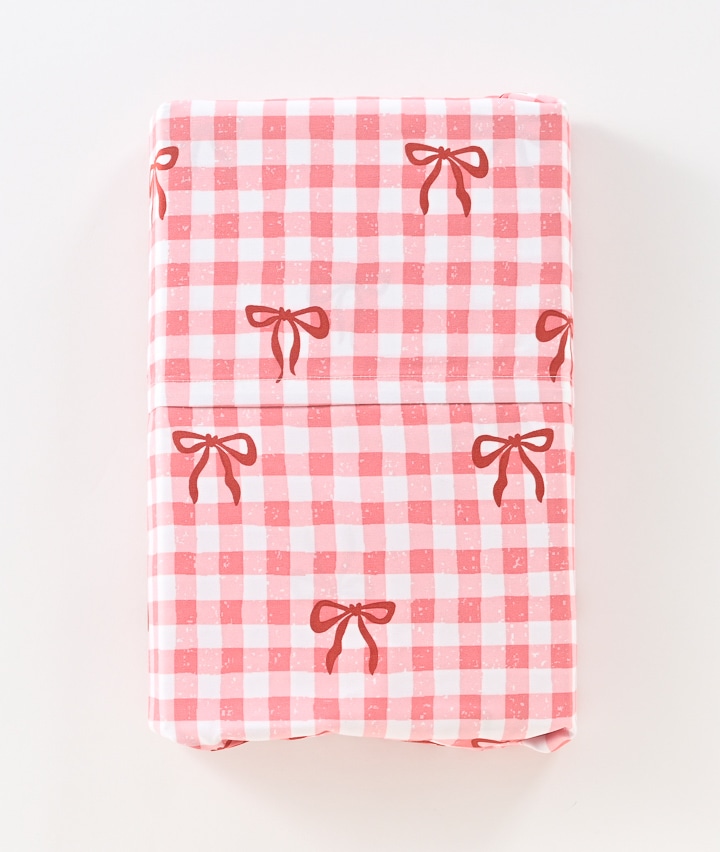 敷布団・マットレス兼用シーツ　リボンチェック柄