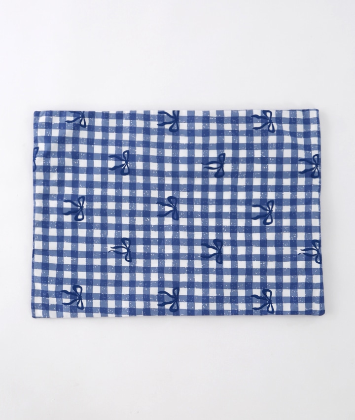 枕カバー　リボンチェック柄　３５×５０ｃｍ