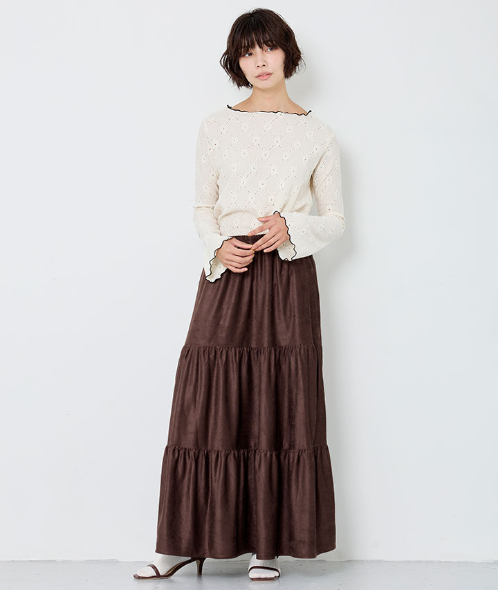 スエードティアードスカート