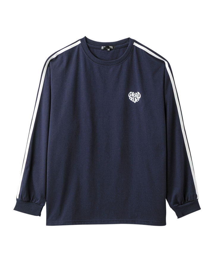 ハートロゴ袖ラインＴシャツ