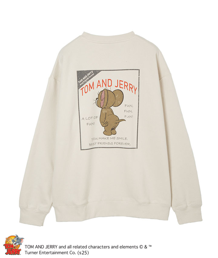 【トムとジェリー】裏起毛加工風プリントクルーウェット