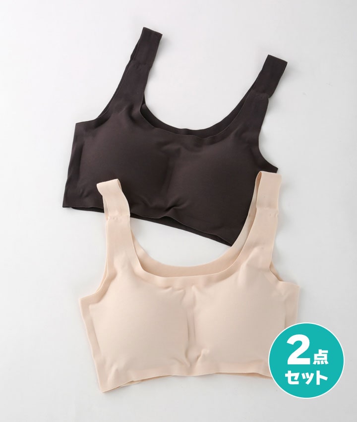 （２点セット）（素肌にいいこと）（綿混）ハーフトップ