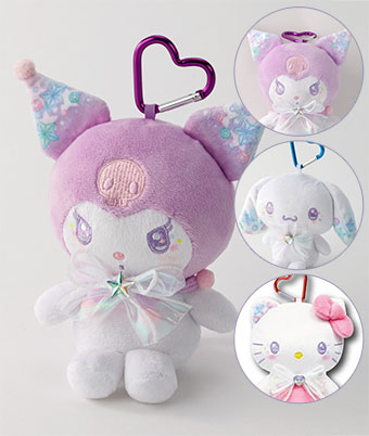 【サンリオキャラクターズ】ハートカラビナ付きキラキラぬいぐるみ風ポーチ