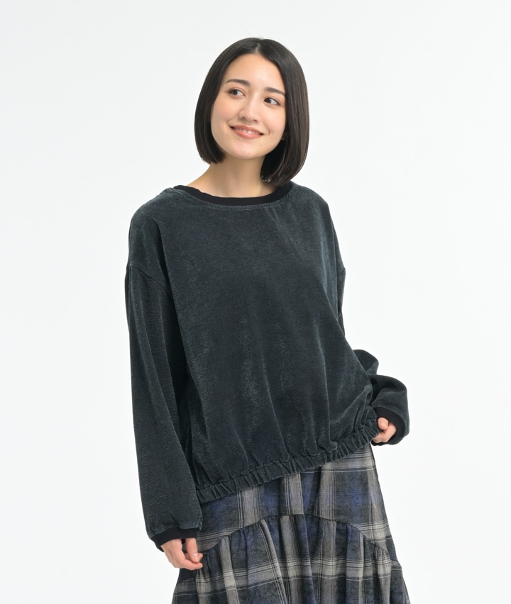 シェニールデニムプルオーバー