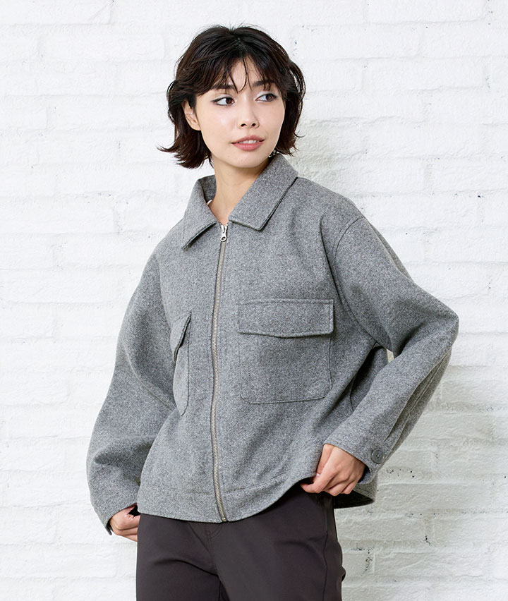 フェイクウールジップジャケット