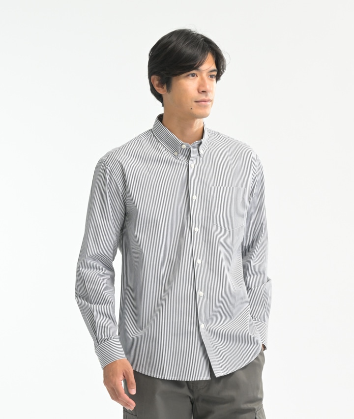形態安定ストライプシャツ