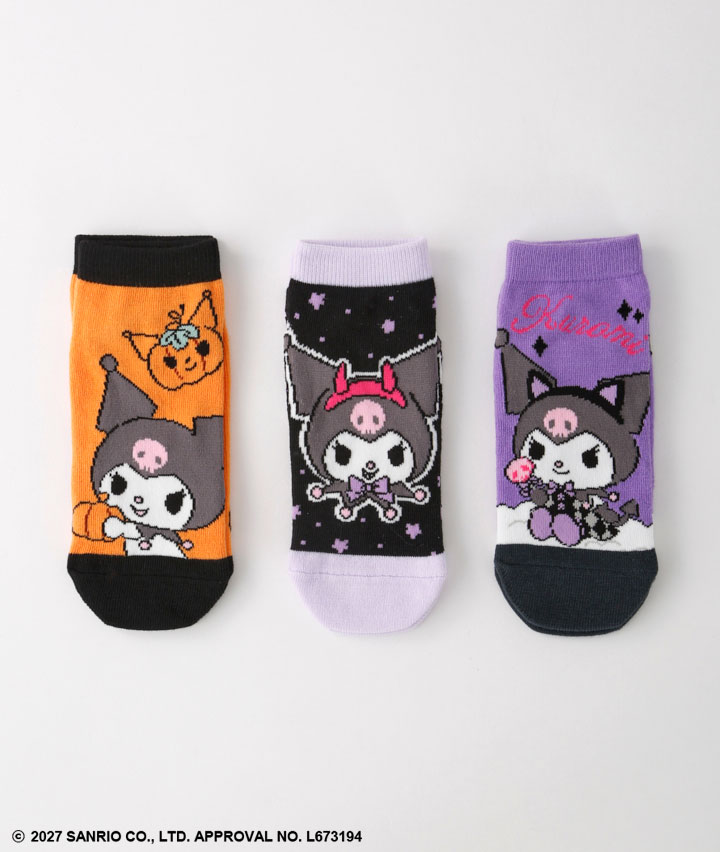 【サンリオキャラクターズ】（クロミ）（３足組）刺繍入りソックス