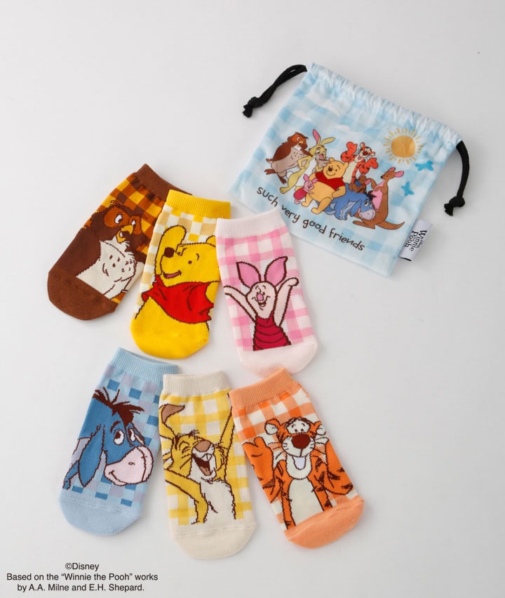 【Ｄｉｓｎｅｙ】（くまのプーさん）（巾着入り）（６足入り）ソックス