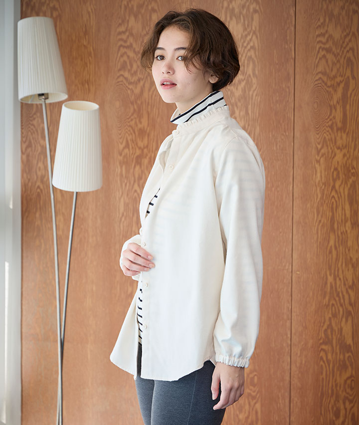 【生活の木】衿フリルシャツ