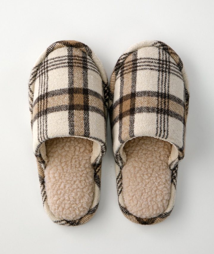 （Ｇｉｎｇｅｒのチカラ）（軽量＆やわらか設計）チェック柄スリッパ　Ｍ