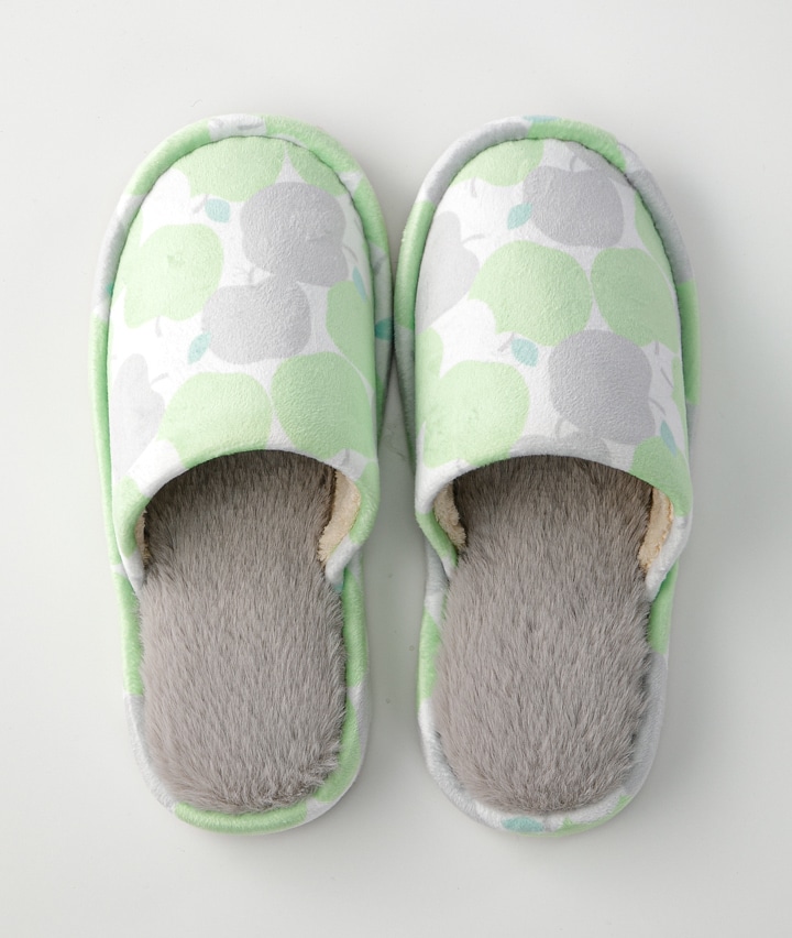 （Ｇｉｎｇｅｒのチカラ）（足なり＆かかとしっかり）りんご柄スリッパ　Ｍ