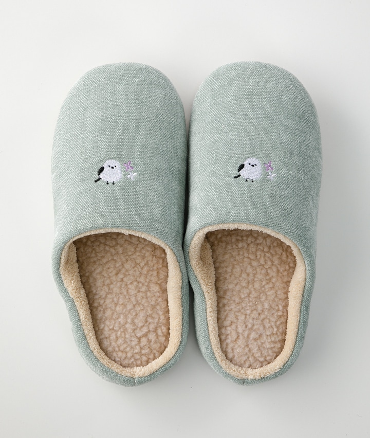 （Ｇｉｎｇｅｒのチカラ）（ふかふか＆フィット感）シマエナガ柄ルームスリッパ　Ｍ