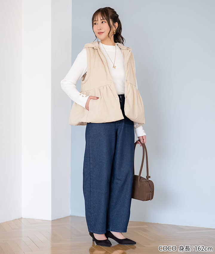 デニム裏起毛カーブパンツ