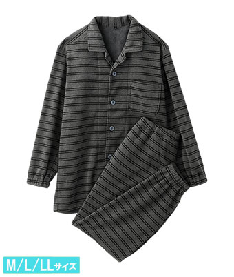 【ＳＵＦＦＵＳＥ】温活裏起毛ボーダーシャツパジャマ