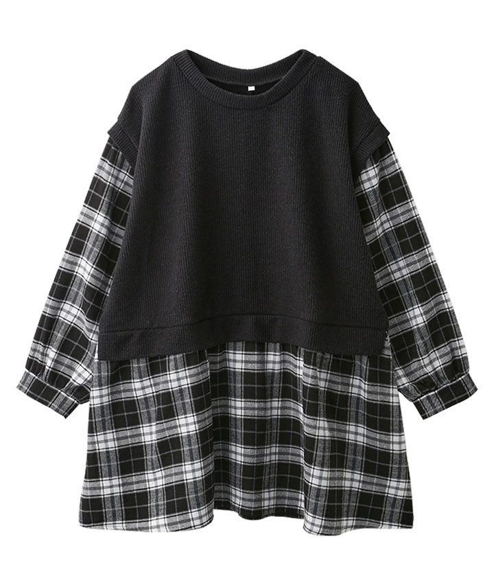 【着るだけでステキに変身トップス】フェイクレイヤードプルオーバー