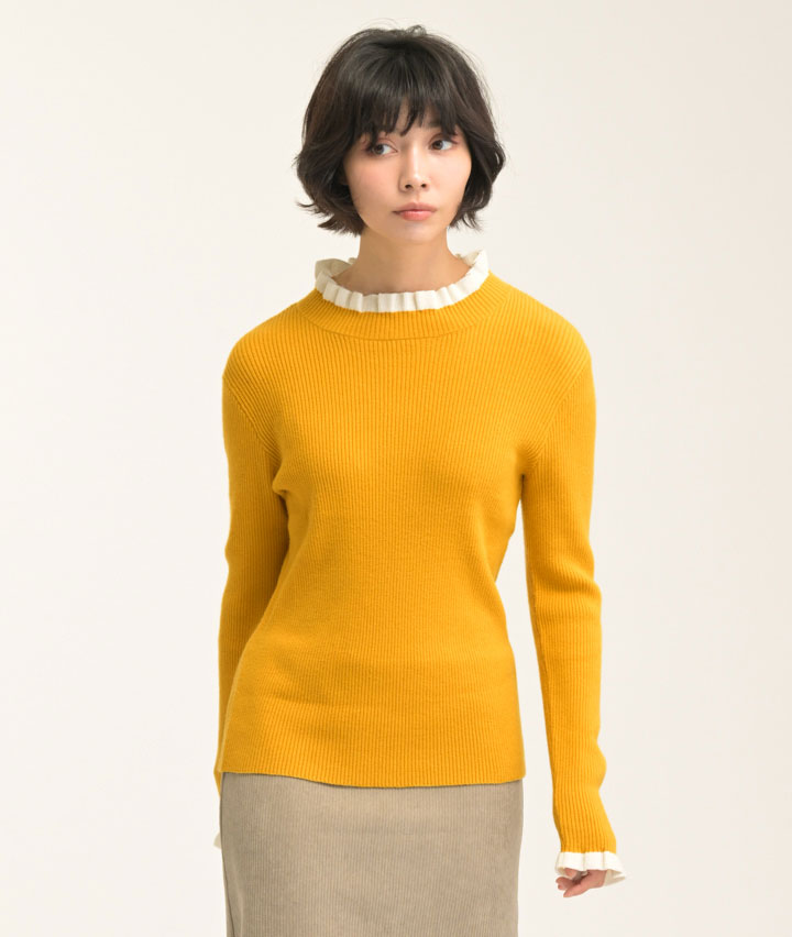 衿フリルニットプルオーバー