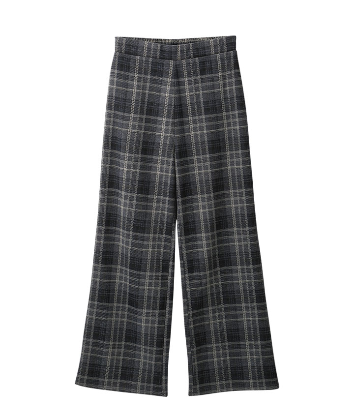 ウール調チェックストレートパンツ