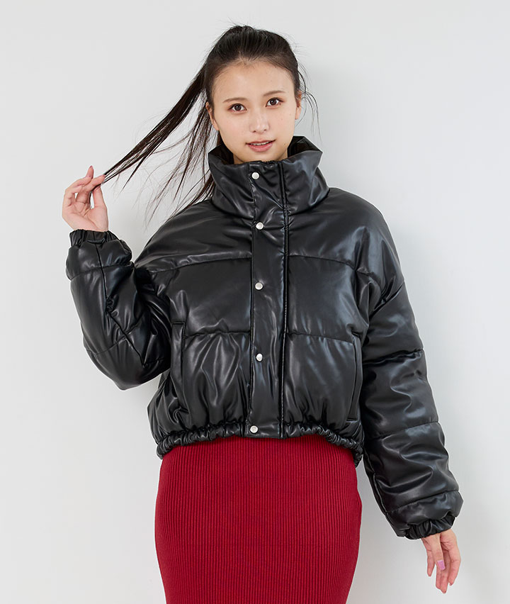 合皮中綿スタンドブルゾン