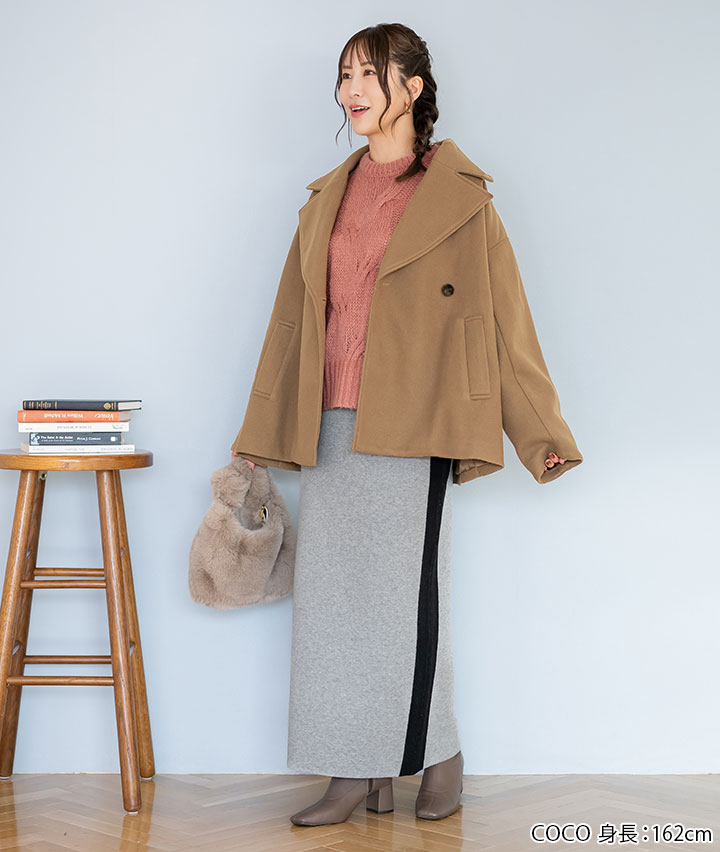 脇ライン入りニットスカート