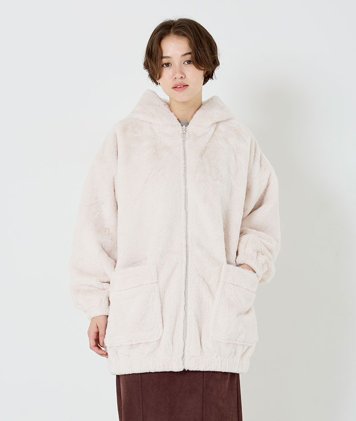 ビッグフード付きファーブルゾン