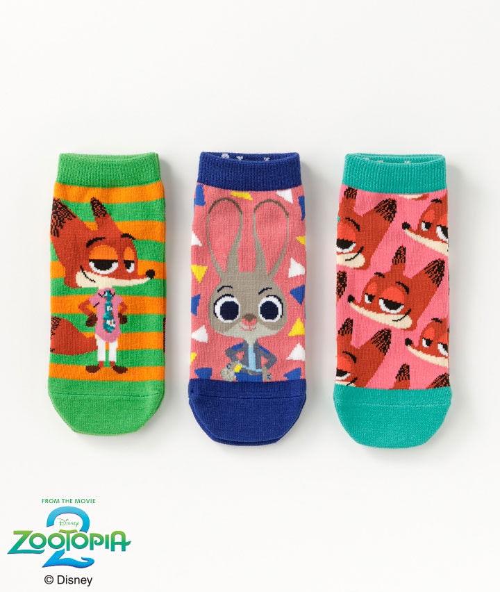 【Ｄｉｓｎｅｙ】（ズートピア）（３足組）異柄ソックス