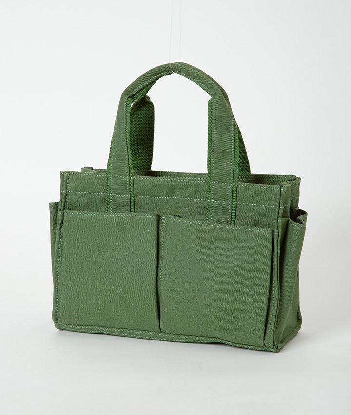 帆布ポケット付き手提げバッグ