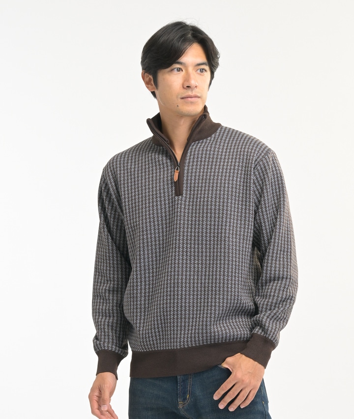 メンズデザインハーフジップセーター