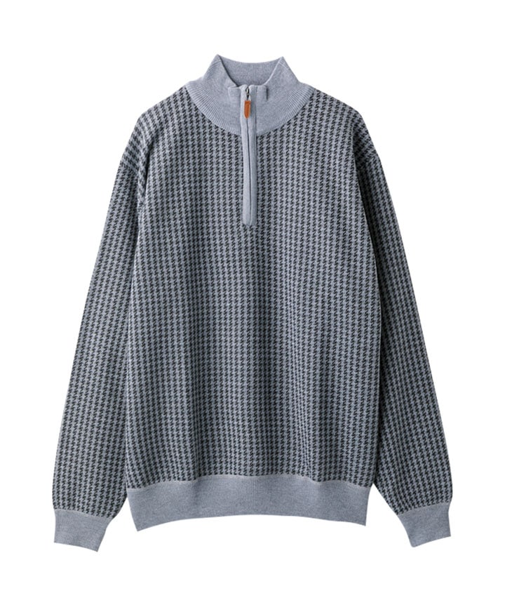 メンズデザインハーフジップセーター