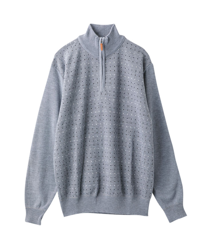 メンズデザインハーフジップセーター