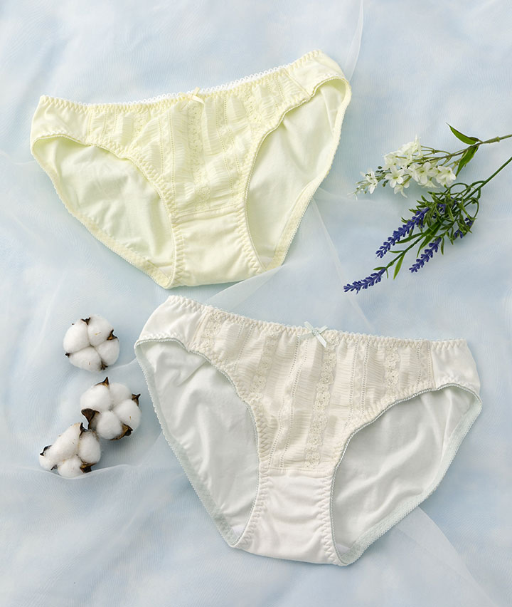 （アルガンオイル加工）（コットンＭＩＸ）縦レース柄ショーツ