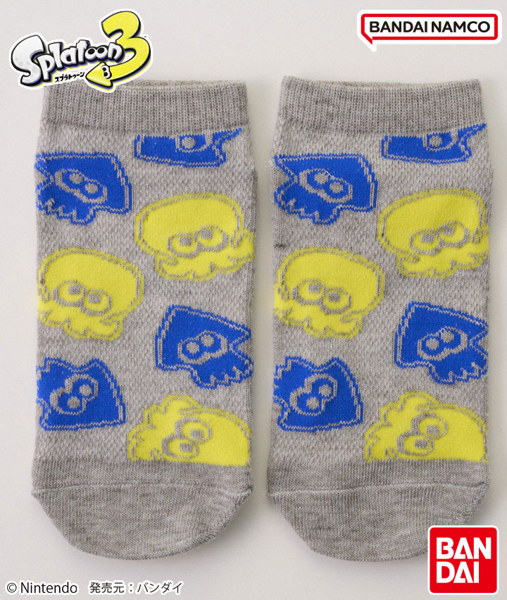 【スプラトゥーン３】（イカタコ柄）（１足物）フロント柄ソックス　メッシュ